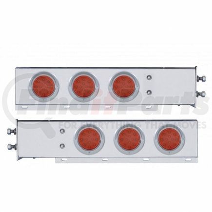 UNITED PACIFIC 61643 Light Bar - Rear, Spring Loaded, with 2.5" Bolt Pattern, Reflector/Stop/Turn/Tail Light, Red LED and Lens, Chrome/Steel Housing, with Chrome Bezels and Visors, 12 LED Per Light