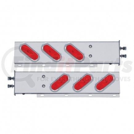 UNITED PACIFIC 22354 Light Bar - Rear, Spring Loaded, with 2.5" Bolt Pattern, Incandescent, Stop/Turn/Tail Light, Red Lens, with Chrome Plastic Light Bezels and Visors