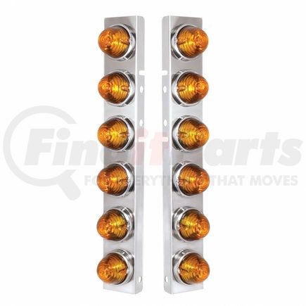 UNITED PACIFIC 30994 Air Cleaner Light Bar - Front, Stainless Steel, with Bracket, Incandescent, Marker Light, Amber Lens, with SS Bezels, for Peterbilt Trucks