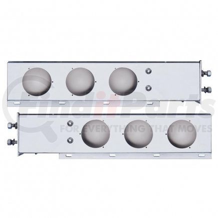 United Pacific 31615 Light Bar Bracket - 2.5" Bolt Pattern, Chrome, Spring Loaded, with Six 4" Light Cutouts