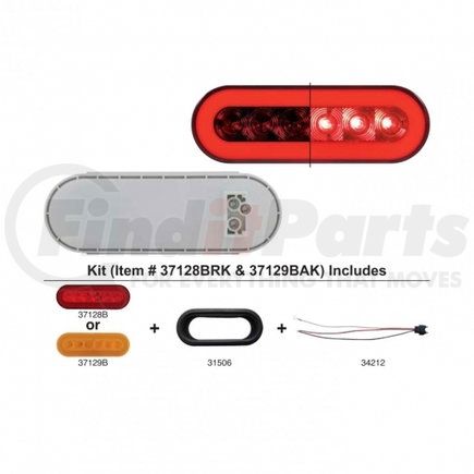 United Pacific 37128BRK Brake/Tail/Turn Signal Light - 22 LED 6" Oval "Glo", Kit, Red LED/Red Lens