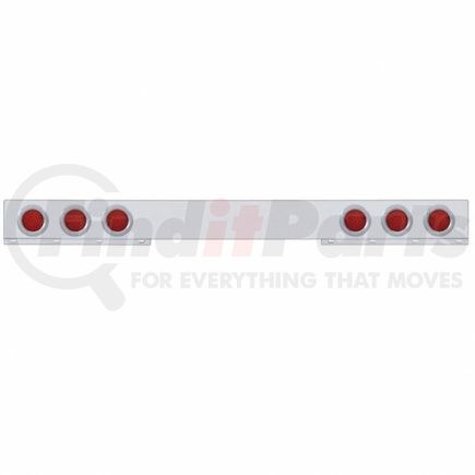 United Pacific 62647 Light Bar - Rear, One-Piece, Stop/Turn/Tail Light, Red LED and Lens, Chrome/Steel Housing, with Chrome Bezels, 36 LED Per Light