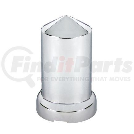 United Pacific 10117B Wheel Lug Nut Cover - 33mm x 3 3/16", Chrome, Plastic, Pointed, with Flange, Push-On Style