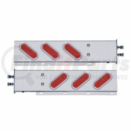 UNITED PACIFIC 62306 Light Bar - Stainless Steel, Spring Loaded, Rear, Reflector/Stop/Turn/Tail Light, Red LED/Red Lens, with 2.5" Bolt Pattern, with Chrome Bezels, 12 LED per Light