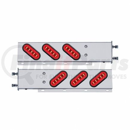 United Pacific 63787 Light Bar - Rear, "Glo" Light, Stainless Steel, Spring Loaded, with 3.75" Bolt Pattern, Stop/Turn/Tail Light, Red LED, Clear Lens, with Rubber Grommets, 22 LED Per Light