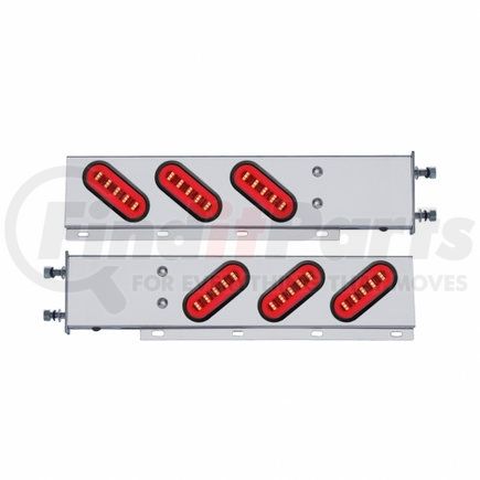 UNITED PACIFIC 63787 Light Bar - Rear, "Glo" Light, Stainless Steel, Spring Loaded, with 3.75" Bolt Pattern, Stop/Turn/Tail Light, Red LED, Clear Lens, with Rubber Grommets, 22 LED Per Light
