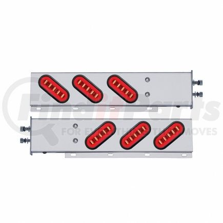 United Pacific 63791 Light Bar - Rear, "Glo" Light, Stainless Steel, Spring Loaded, with 2.5" Bolt Pattern, Stop/Turn/Tail Light, Red LED, Clear Lens, with Rubber Grommets, 22 LED Per Light, Divider Bar Inner Design