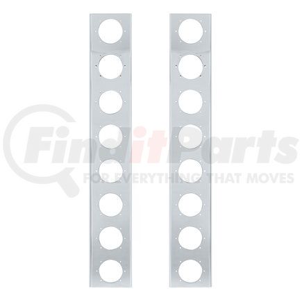 United Pacific 30072 Light Bar Bracket - Air Cleaner Bracket - for Peterbilt, 16 Light Cutouts, Stainless, Front