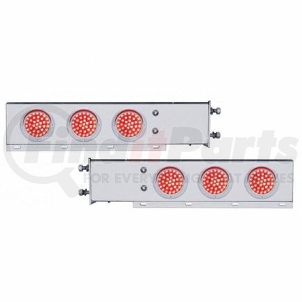 United Pacific 61800 Light Bar - Stainless Steel, Spring Loaded, Rear, Stop/Turn/Tail Light, Red LED/Red Lens, with 3.75" Bolt Pattern, with Chrome Bezels and Visors, 36 LED per Light