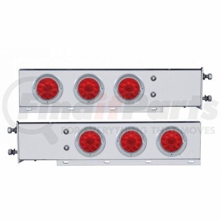 United Pacific 61724 Light Bar - Stainless Steel, Spring Loaded, 3-3/4" Bolt Pattern, with 6 x 4" 10 LED Lights, Red LED/Lens, with Visor