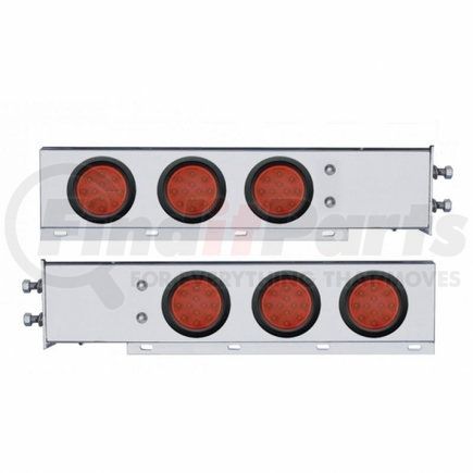 UNITED PACIFIC 63643 Light Bar - Rear, Spring Loaded, with 2.5" Bolt Pattern, Reflector/Stop/Turn/Tail Light, Red LED and Lens, Chrome/Steel Housing, with Rubber Grommets, 12 LED Per Light