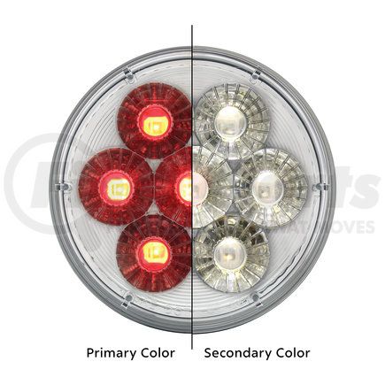 United Pacific 36530 Brake/Tail/Turn Signal Light - 14 LED 4"Double Fury Dual Color, Red & White LED/Clear Lens