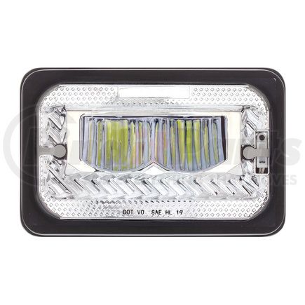United Pacific 34132 Headlight - RH/LH, LED, Heated, 4 x 6", Rectangle, Black Housing, High Beam, with Chrome Reflector