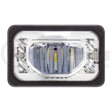 United Pacific 34131 Headlight - RH/LH, LED, Heated, 4 x 6", Rectangle, Black Housing, Low Beam, with Chrome Reflector