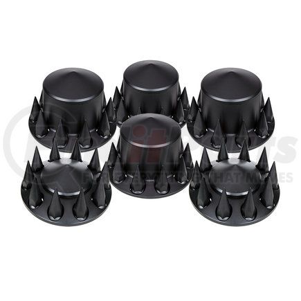 United Pacific 10355 Axle Cover - Pointed Combo Kit with 33mm Spike Nut Covers & Nut Covers Tool, Matte Black, ABS Plastic