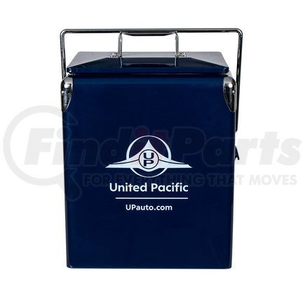 United Pacific 99118 Cooler Box - Metal, 1940's-1950's Retro Style, with Blue Steel Exterior & Chrome Handle