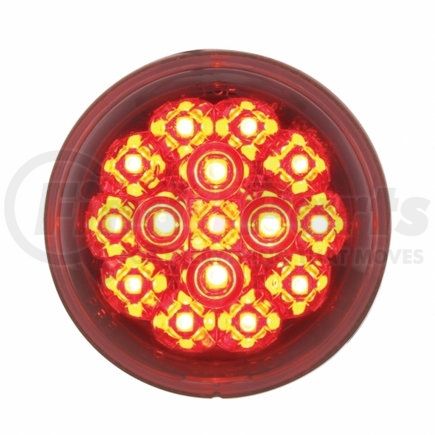 UNITED PACIFIC 36776 Turn Signal Light - 15 LED 2 3/8" Dual Function Harley Signal Light, Red LED/Clear Lens