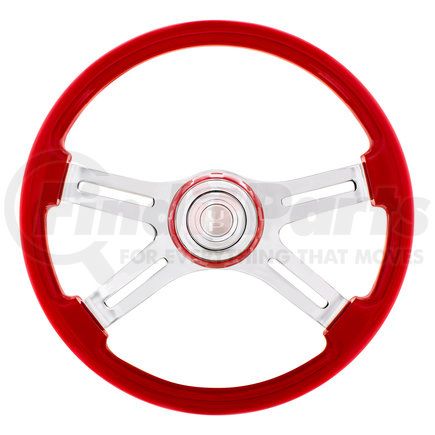 UNITED PACIFIC 88314 - steering wheel - 18" 4 spoke steering wheel with color matching horn bezel - indigo red | 18" 4 spoke steering wheel with color matching horn bezel - indigo red