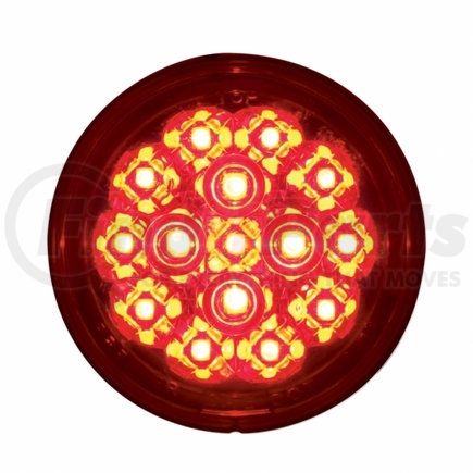 UNITED PACIFIC 36775 Turn Signal Light - 15 LED 2 3/8" Dual Function Harley Signal Light, Red LED/Red Lens