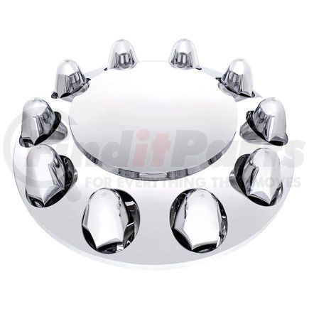 United Pacific 10347 Axle Hub Cover - Front, Chrome, with Dome Cap and 1-1/2" Nut Covers - Push-On