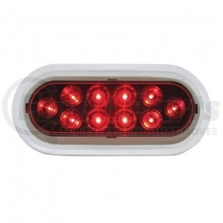 United Pacific 38141B Brake/Tail/Turn Signal Light - 10 LED 6" Oval, with Bezel, Red LED/Red Lens