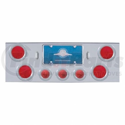 United Pacific 31597 Tail Light Panel - Chrome, Rear Center, with 4X 4" Lights & 3X 2.5" Lights & Stainless Steel Bezels, Red LED & Lens