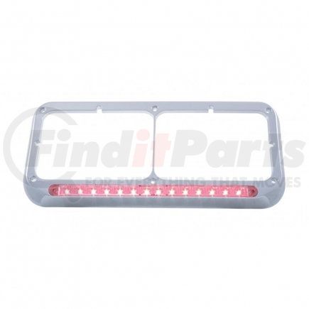 United Pacific 32579 Headlight Bezel - 14 LED Rectangular Dual, Red LED/Clear Lens