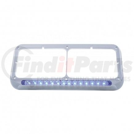 United Pacific 32577 Headlight Bezel - 14 LED Rectangular Dual, Blue LED/Clear Lens