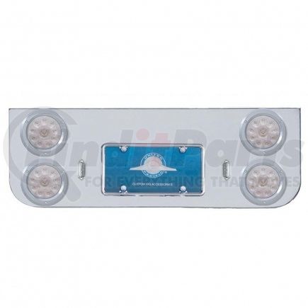 United Pacific 34621 Tail Light Panel - Rear Center Panel, Chrome, with Four 10 LED 4" Lights & Bezels, Red LED/Clear Lens