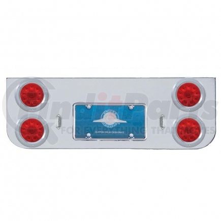 United Pacific 34620 Tail Light Panel - Rear Center Panel, Chrome, with Four 10 LED 4" Lights & Bezels, Red LED/Red Lens