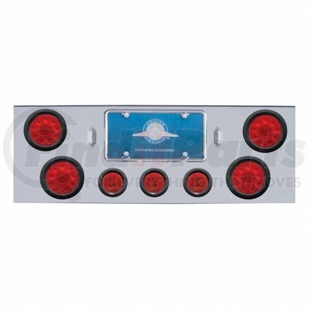 United Pacific 34708 Tail Light Panel - Chrome, Rear Center, with 4X10 LED 4" Lights & 3X13 LED 2.5" Lights, Red LED & Lens