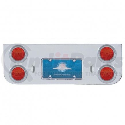 United Pacific 35122 Tail Light Panel - Chrome, Rear Center, with Four 7 LED 4" Reflector Lights & Visors, Red LED/Red Lens