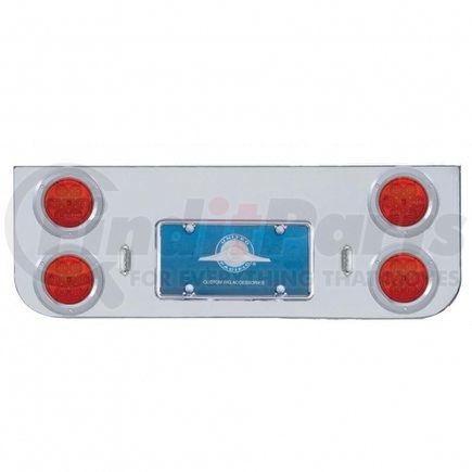 United Pacific 35222 Tail Light Panel - Chrome, Rear Center, with Four 7 LED 4" Reflector Lights & Bezels, Red LED/Red Lens