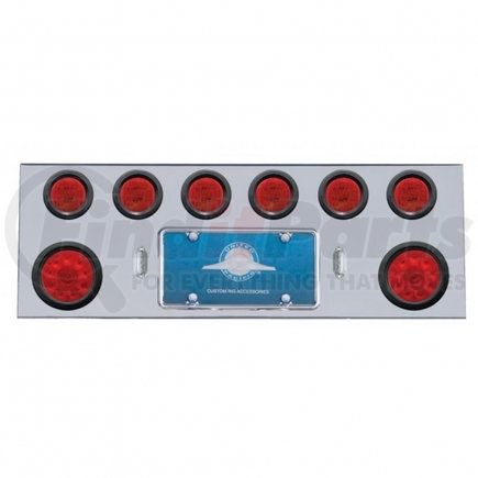 United Pacific 35257 Tail Light Panel - Rear Center Panel, Stainless Steel, with 2 x 10 LED 4" Lights & 6 x 13 LED 2.5" Lights, Red LED & Lens