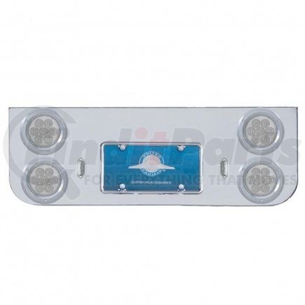United Pacific 35223 Tail Light Panel - Chrome, Rear Center, with Four 7 LED 4" Reflector Lights & Bezels, Red LED/Clear Lens