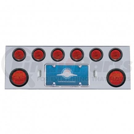 United Pacific 35259 Tail Light Panel - Stainless Steel, Rear Center, with 2X7 LED 4" Reflector Lights & 6X13 LED 2.5" Lights, Red LED & Lens