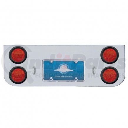 United Pacific 35322 Tail Light Panel - Chrome, Rear Center, with Four 7 LED 4" Reflector Lights & Grommets, Red LED/Red Lens