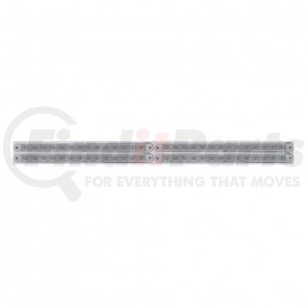 United Pacific 37223 Mud Flap Hanger - Mud Flap Plate, Top, Chrome, with Four 14 LED 12" Light Bars, Red LED/Clear Lens