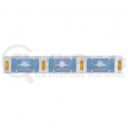 United Pacific 37446 License Plate Frame - Stainless, with Four 12 LED Rectangular Lights, Amber LED/Amber Lens