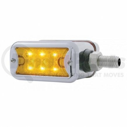 United Pacific 37506 Marker Light - 6 LED, Straight Mount, Double Face, with Chrome Bezel, Dual Function, Amber Lens/Amber LED, Chrome-Plated Steel, Rectangle Design