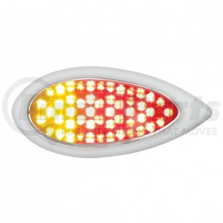 United Pacific 37964 Auxiliary Light - 51 LED Duo "Teardrop" Auxiliary/Utility Light, with Bezel, Red + Amber LED/Clear Lens