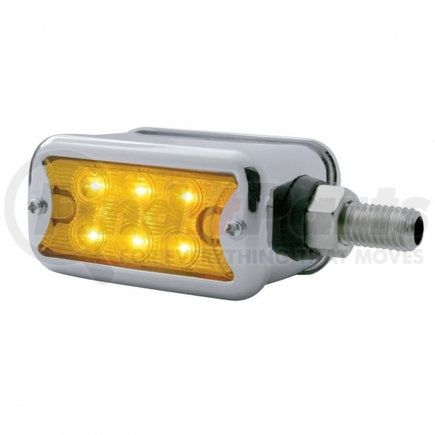 UNITED PACIFIC 39420 Marker Light - 6 LED, Straight Mount, Double Face, with Chrome Bezel, Dual Function, Amber and Red Lens/Amber and Red LED, Chrome-Plated Steel, Rectangle Design