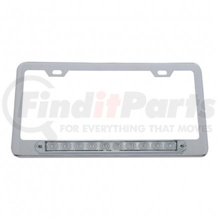 United Pacific 39757 License Plate Frame - Chrome, with 10 LED 9" Light Bar, Amber LED/Clear Lens