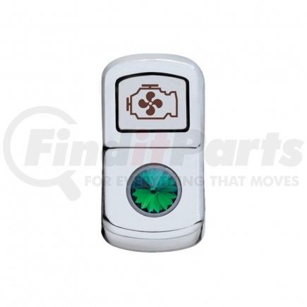 UNITED PACIFIC 45085 Rocker Switch Cover - "Engine Fan", with Green Diamond