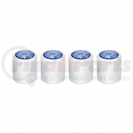 UNITED PACIFIC 70055 - tire valve stem cap - chrome round valve caps with blue diamond (4 pack) | chrome round valve caps with blue crystal (4 pack)