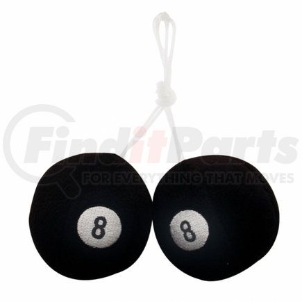 UNITED PACIFIC 70204 - interior rear view mirror decoration - fuzzy 8 ball | 3" round fuzzy "8" ball (pair)