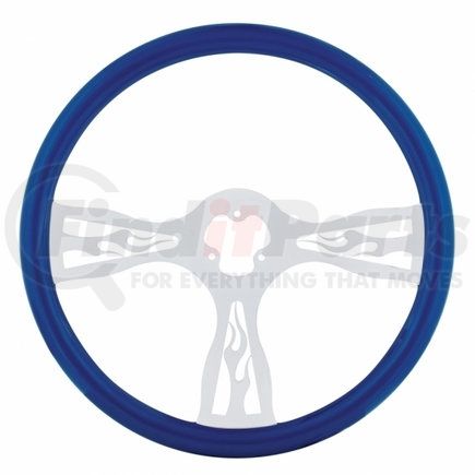 UNITED PACIFIC 88242 - steering wheel - blue steering wheel with chrome spokes- "flame" | 18" "flame" steering wheel - blue