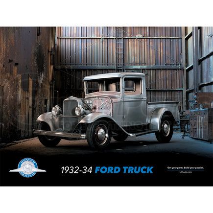 United Pacific 99112 Hardware Assortment and Merchandiser - Poster of United Pacific 1932 Ford Truck in Bare Metal Finish