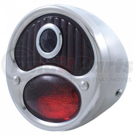 United Pacific A1002-12VRBR Tail Light - 12V, with Stainless Steel Housing & Rim, with Blue Dot, Red Lens, Passenger Side, for 1928-1931 Ford Model A