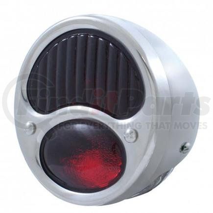 United Pacific A1001-12VRL Tail Light - 12V, with Stainless Steel Housing & Rim, Red Lens, Driver Side, for 1928-1931 Ford Model A